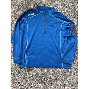PING Golf Performance 1/4 Zip Pullover Mens 2XL Blue Long Sleeve Stretch